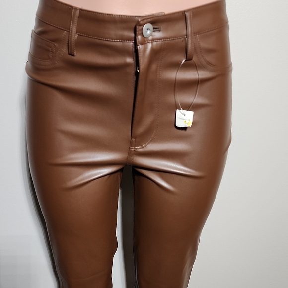 No Boundaries Chocolate Faux Leather Pants - Picture 2 of 8